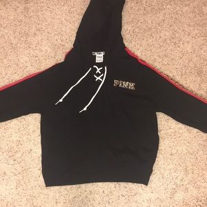 Pink sparkly lace up hoodie